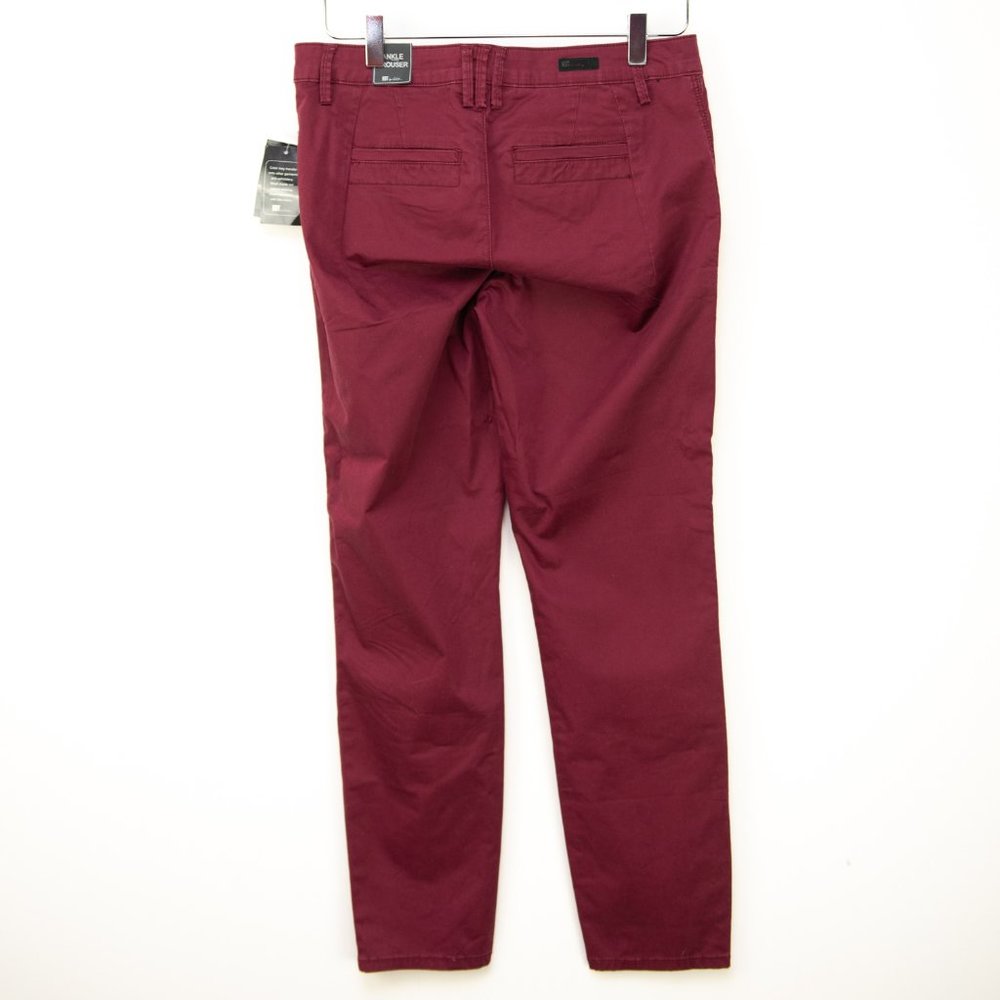 Kut From The Kloth Annora Pant Ankle Legnth Straight Burgundy Red Size 2 New - Picture 2 of 7